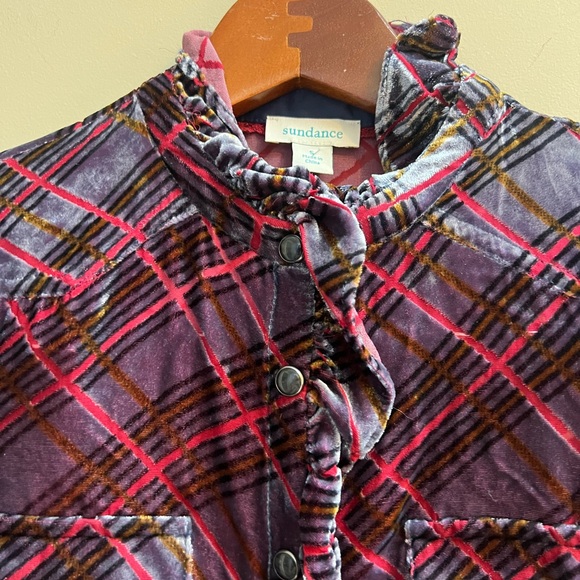 Sundance Ruffle velvet button down S - Picture 4 of 8